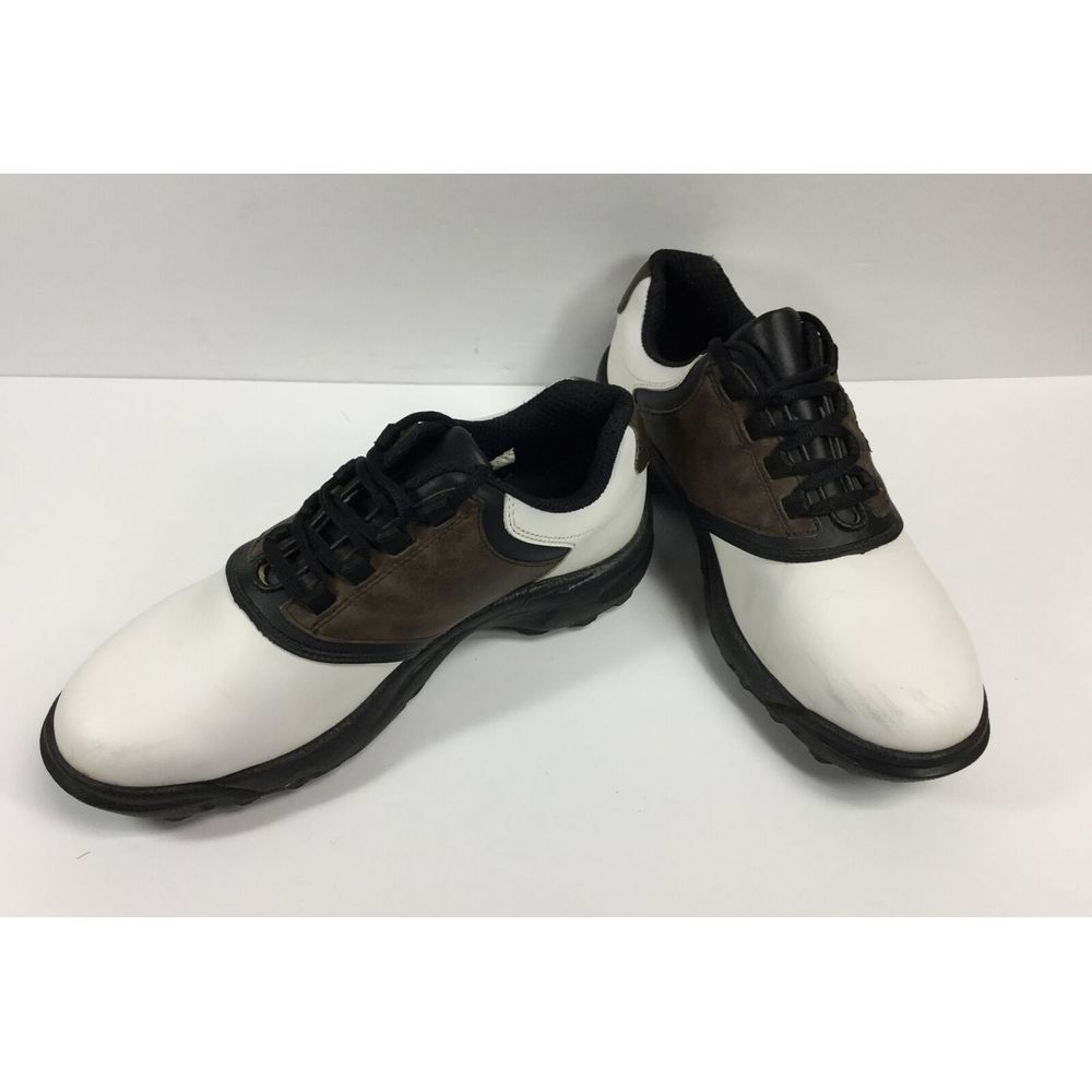 FOOTJOY Greenjoys 45516 Mens Golf Shoes Oxfords White Brown Leather - Size 8 M‎